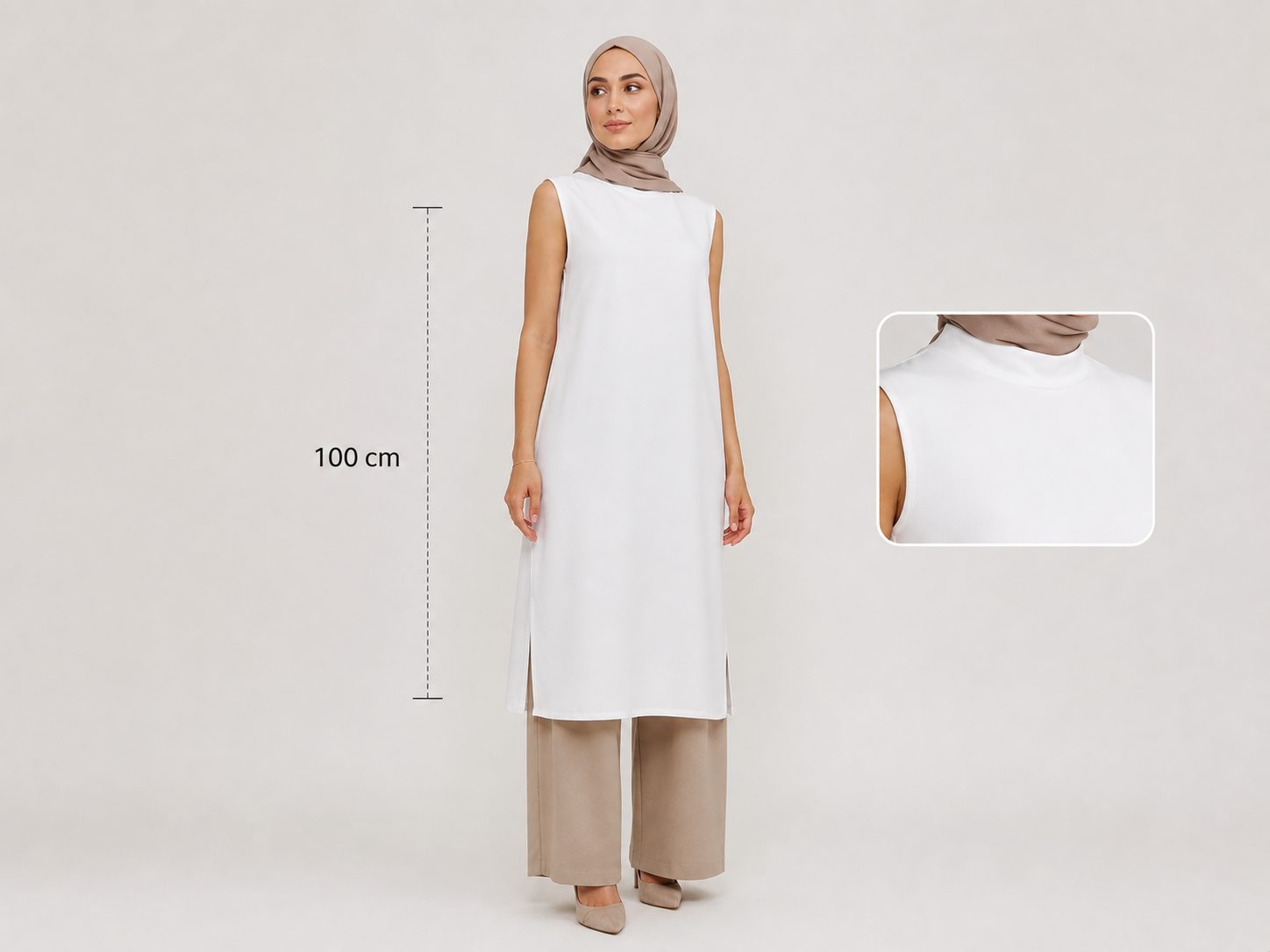 Sleeveless Funnel Neck Tank Long Basic