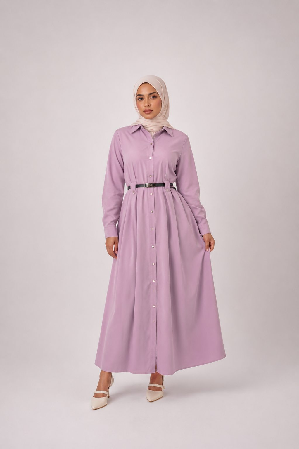 Belted Maxi Shirt Dress