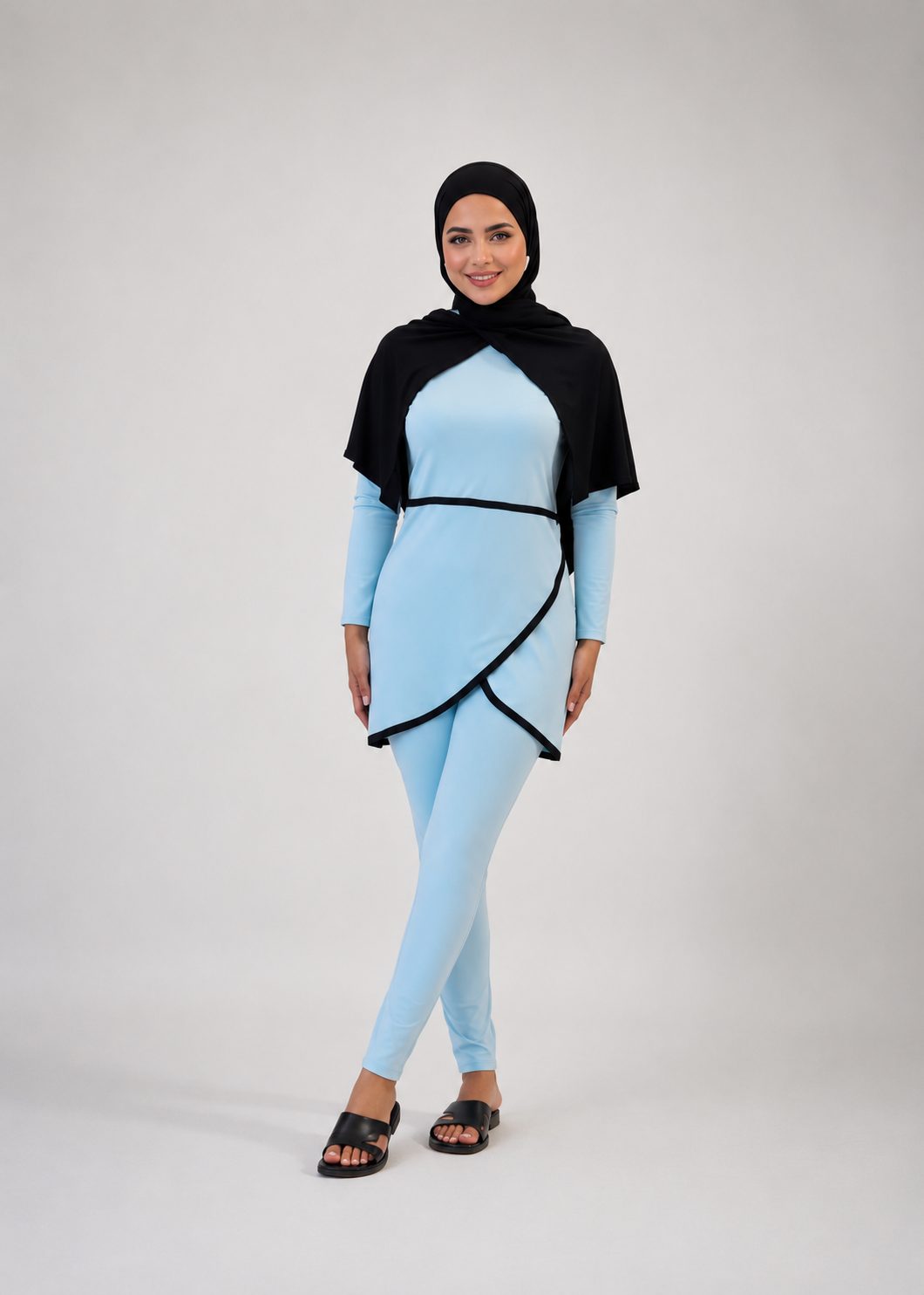 Wrap Style Contrast Trim burkini