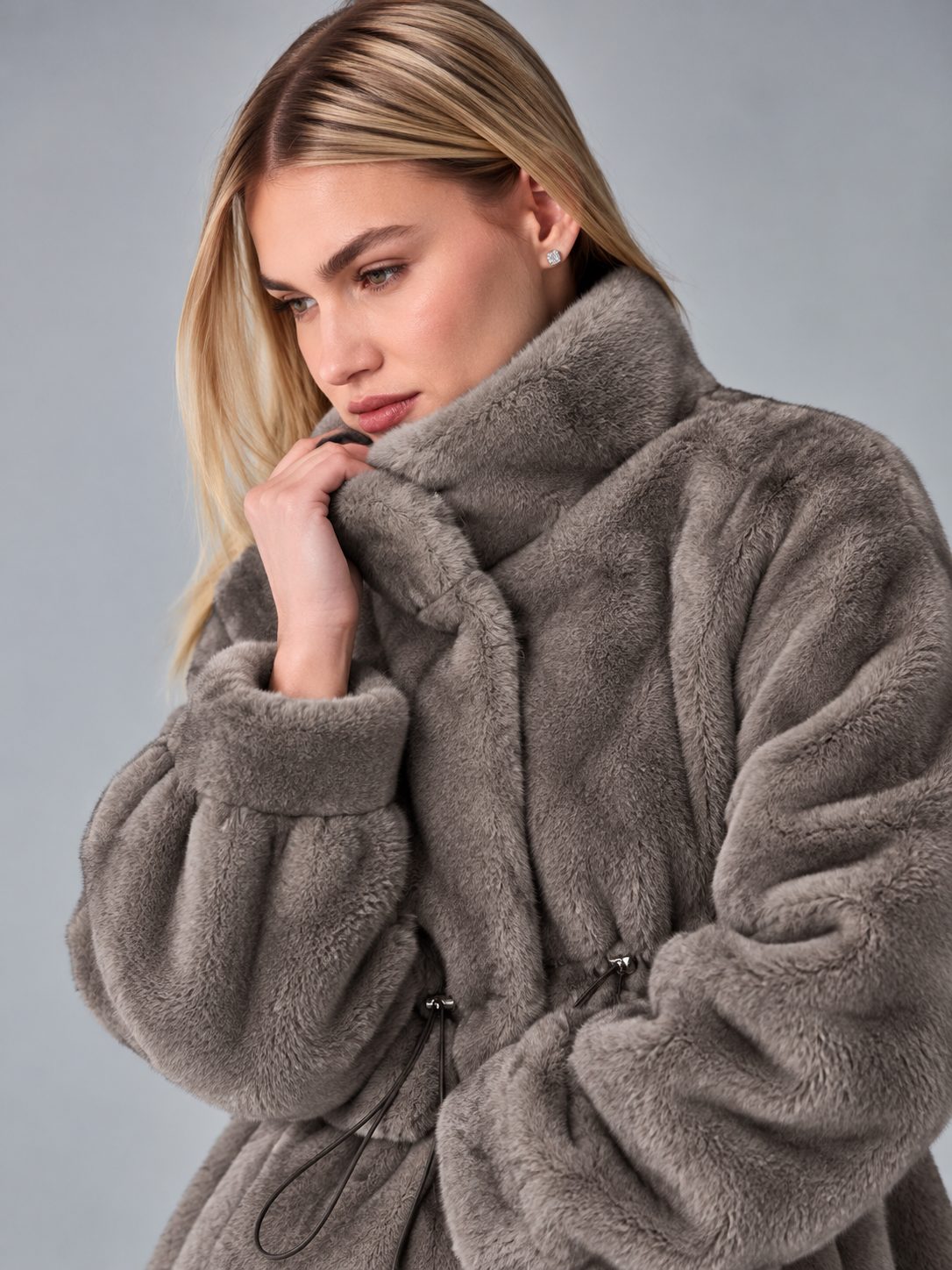 Faux Fur Drawstring Jacket