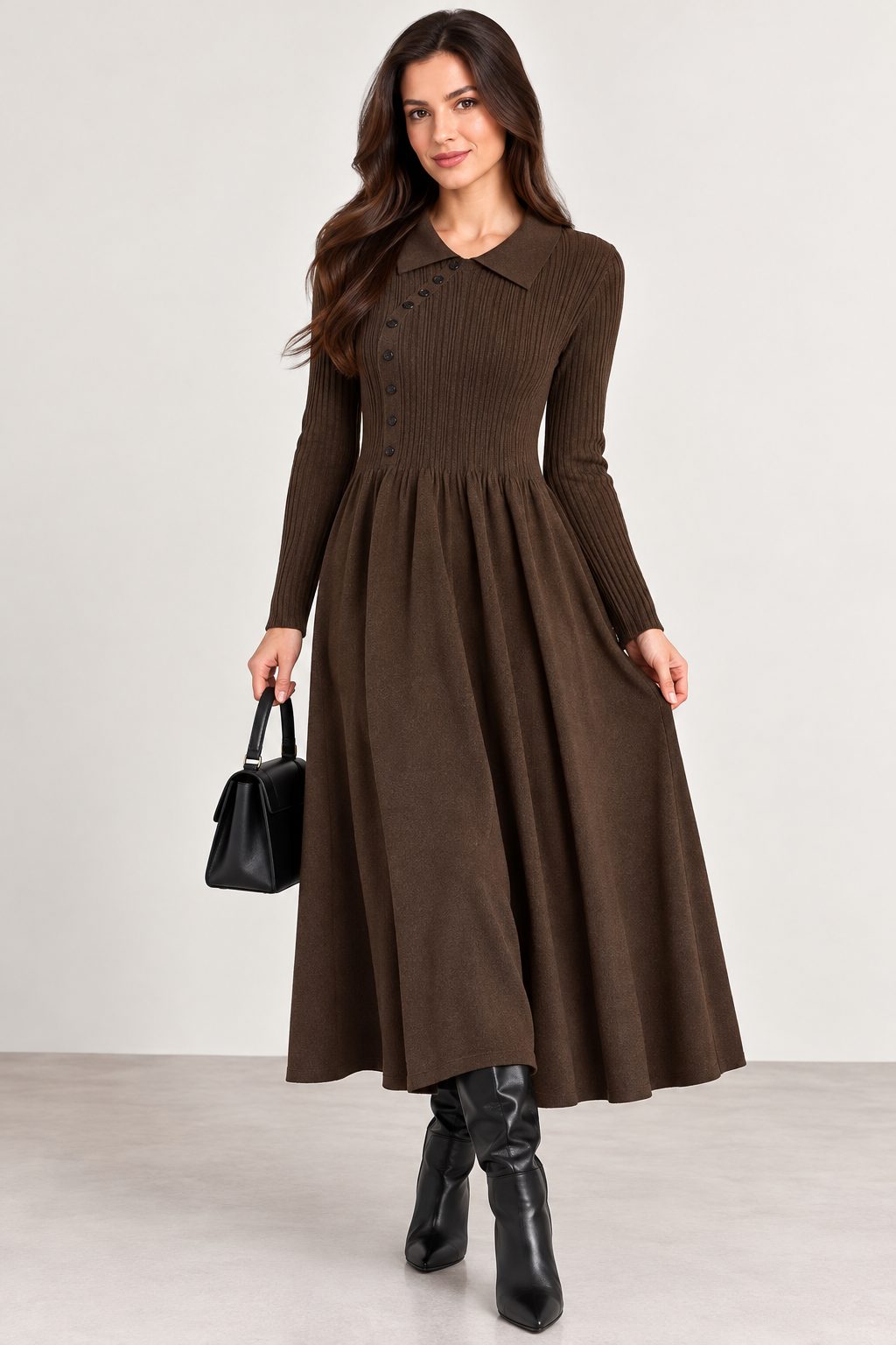 Ribbed Knit Midi Dress