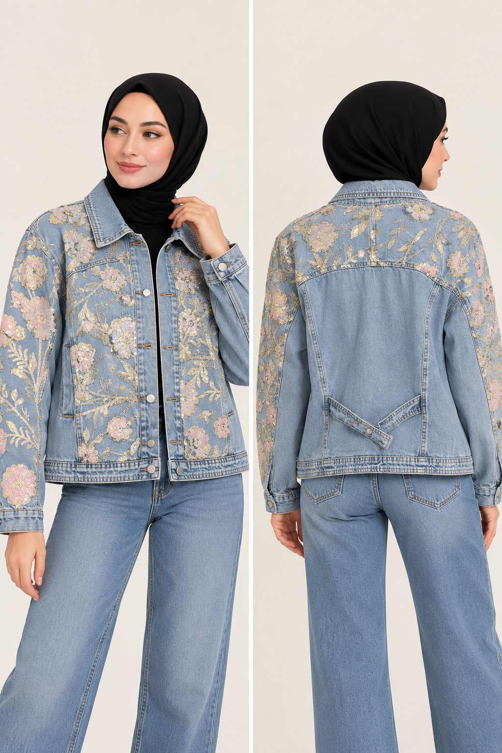 Floral Embroidered Denim Jacket