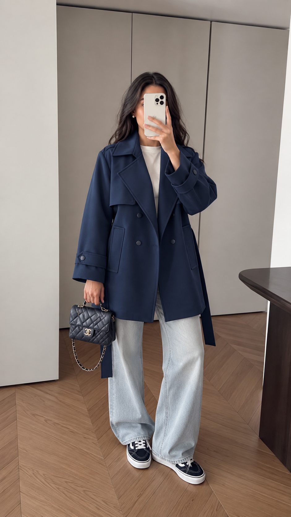 Short Classic Trench Coat With Belt