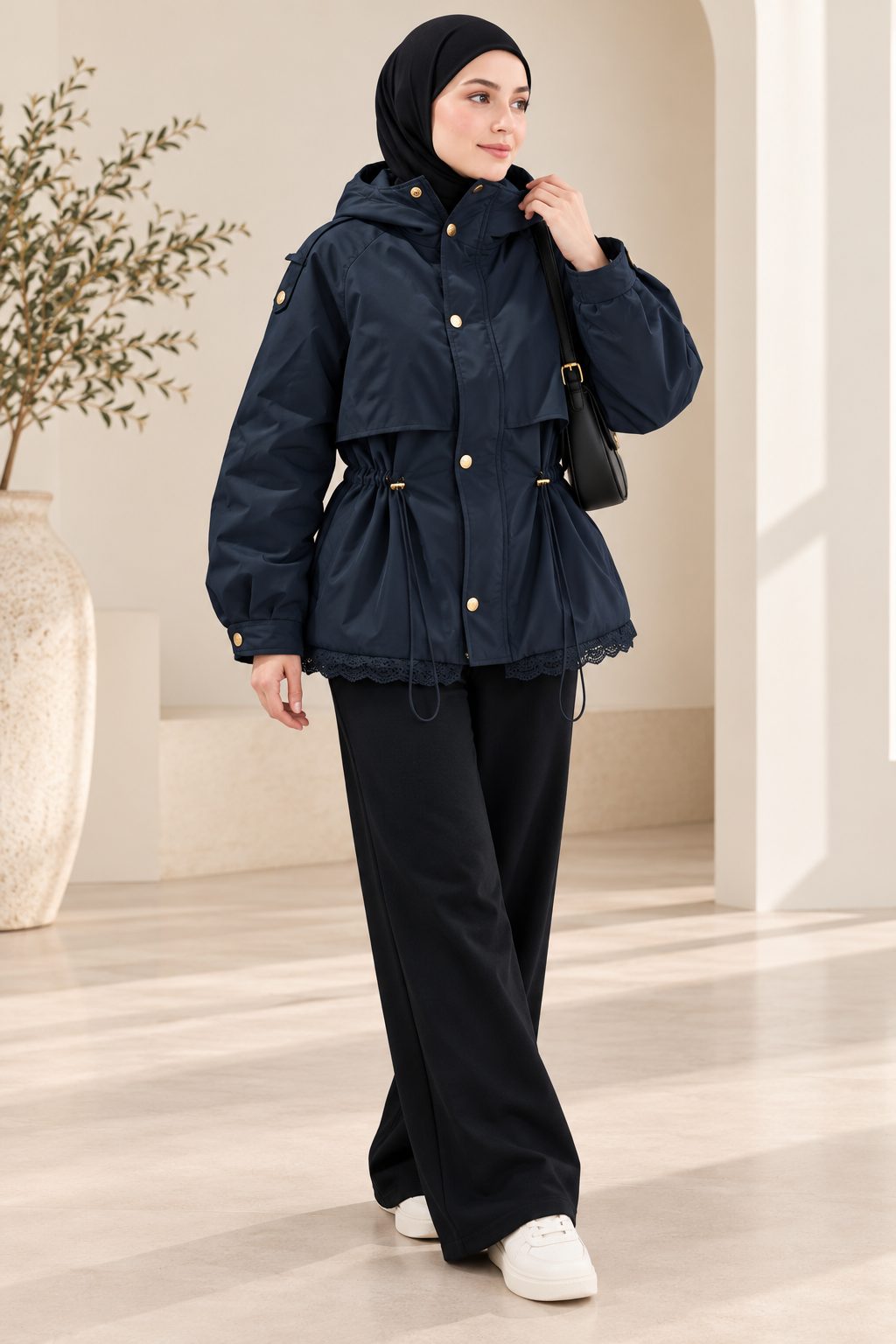 Hooded Jacket with Lace Back Detail