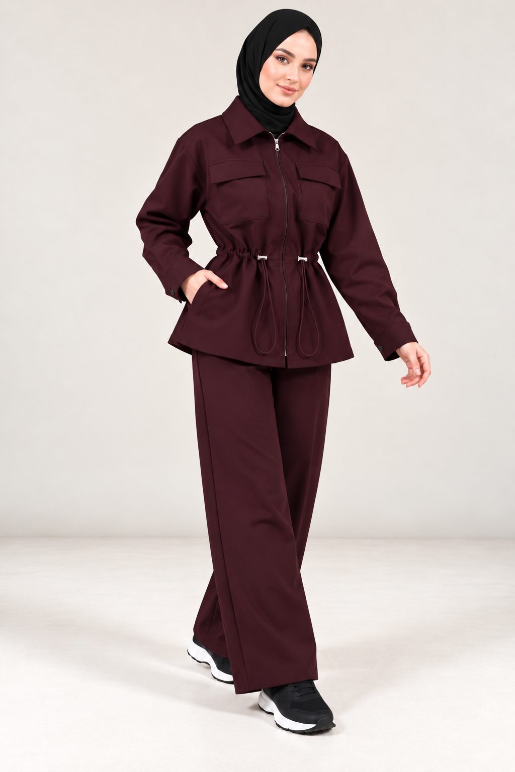 Oversize Drawstring Utility Two-Piece Set