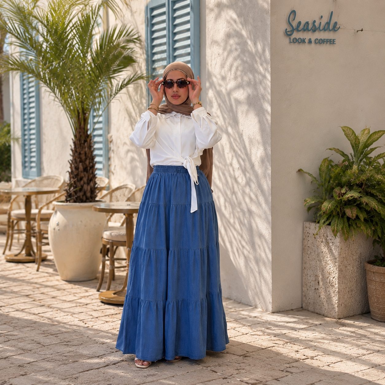 Layered Denim  Skirt